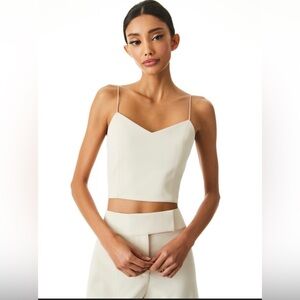 Alice & Olivia Ivory Archer Cropped Cami Size 2 Back Zip R7
